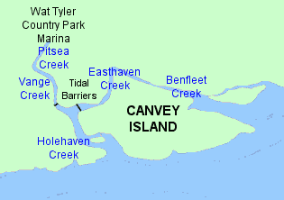 Map showing route from River Thames to Wat Tyler Marina