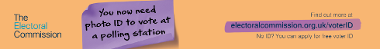 Web banner highlighting the introduction of photo identification at elections in 2023