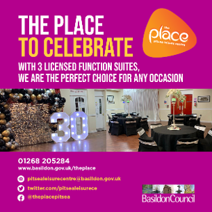 Image promoting The Place Multi-purpose Leisure Centre in Pitsea; the place to celebrate