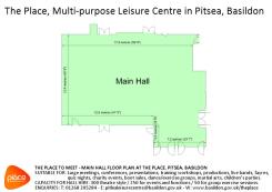 Image showing the room hire floor plan of the Main Hall at The Place, Pitsea