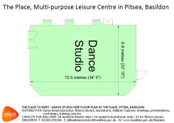 Image showing the floor plan of the Dance Studio available for hire at The Place, Pitsea