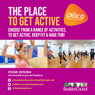 Image promoting The Place Multi-purpose Leisure Centre in Pitsea; the place to get fit