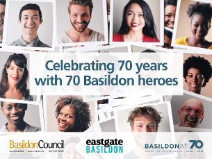 Image promoting Basildon 70th Celebrations - Nominate your Basildon Hero