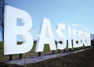 Heritage Photo of Basildon - 2010 - Hollywood style Basildon sign unveiled on the A127 dual carriageway - 305x216