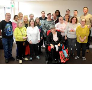 Decorative photo image showing Basildon Hero - Papworth trust staff and clients